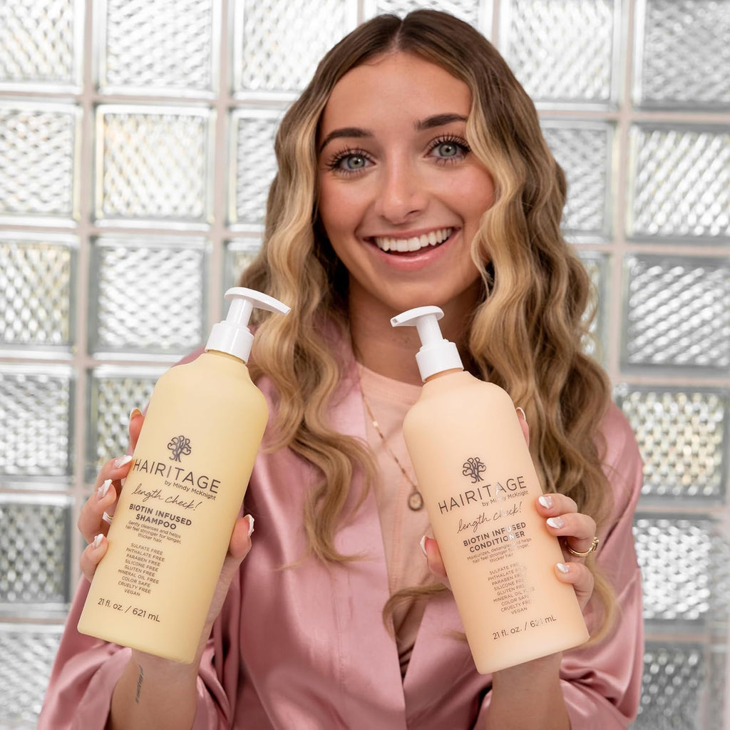 Biotin Shampoo and Conditioner Set - Sulfate Free + Paraben Free, Color Safe, with Castor Oil for Anti-Frizz, Volume + Moisture for Women, Hydrating Repair Shampoo Conditioner