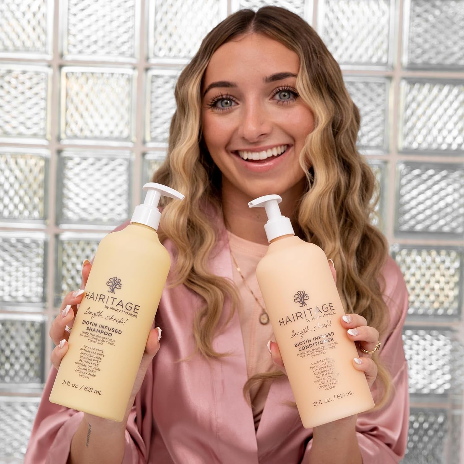 Biotin Shampoo and Conditioner Set - Sulfate Free + Paraben Free, Color Safe, with Castor Oil for Anti-Frizz, Volume + Moisture for Women, Hydrating Repair Shampoo Conditioner
