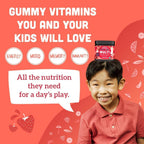 Kids Multivitamin Gummies | Real Fruit, No Added Sugar Cane | Organic Vegan Toddler Whole Food Vitamins | Vitamin D, C & Beta Carotene Gummy Supplement | Strawberry 90 Ct (1-2 Months)