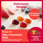 Organic Kids Multivitamin Gummies: Probiotics, Omega 3 (ALA), Vitamin D3, C, Vitamin B12, B6, A, K & Zinc for Immune Support, Biotin, Three Fruit Flavors, 120 Count (30 Day Supply)