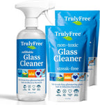 Natural Glass Cleaner Kit - Removes Dirt & Debris for Sparkling Clean Windows & Glass Surfaces at Home, Office & Garage, Includes 16 Oz Reusable Empty Bottle + Two Fills, 3 Oz Ea.