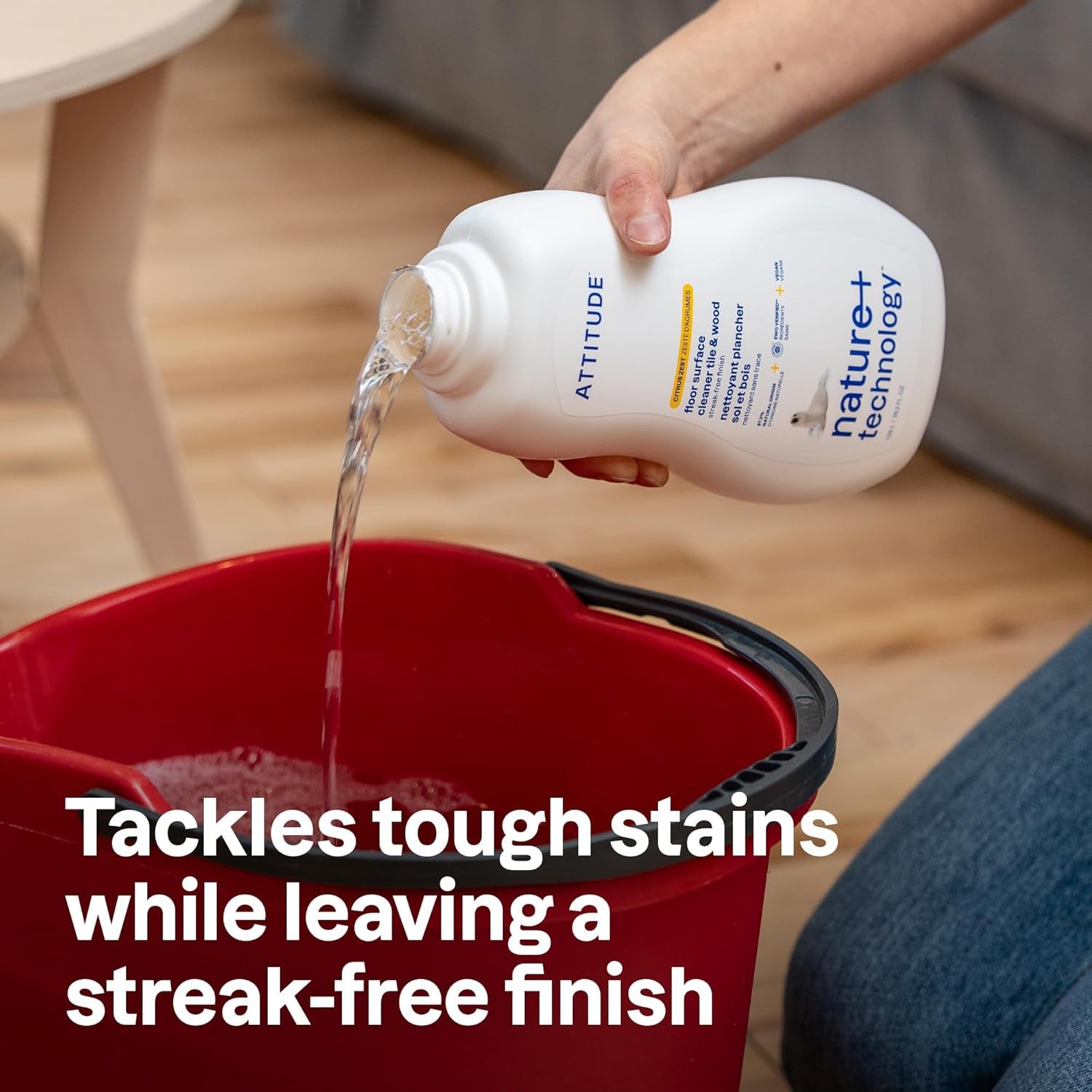 Floor Cleaner, EWG Verified, Streak-Free, Vegan & Plant-Based for Tile, Wood & Laminate Floors, Citrus Zest Scent, 35.2 Fl Oz