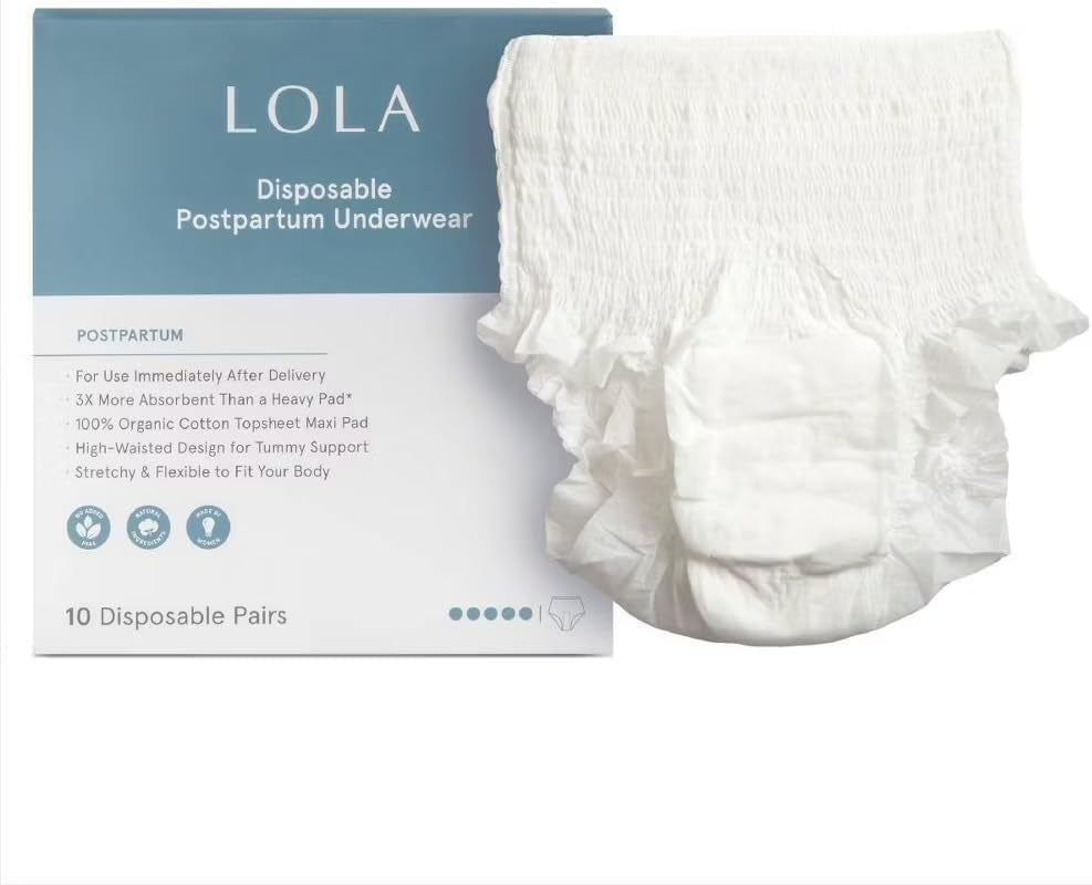 Postpartum Underwear with Organic Cotton Max Absorbency for Postpartum Bleeding - Pregnancy Hospital Bag Essentials - 10 Count