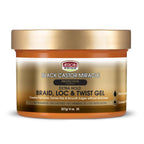 Black Castor Miracle Extra Hold Braid, Loc, Twist Gel - Extreme Hold Braiding Hair Gel, Edge Control & Tames Frizz, No Flake | Natural Ingredients, Coconut Oil | 8Oz