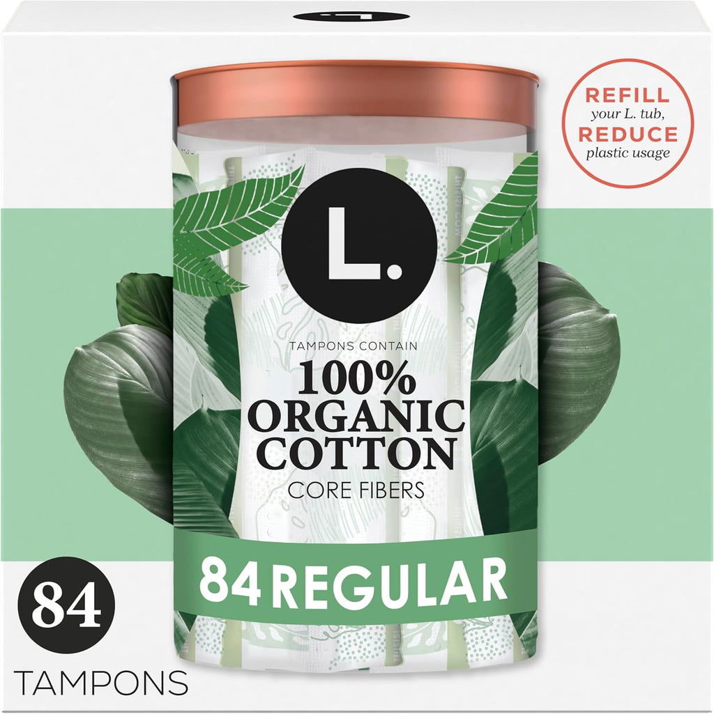 Cotton Tampons Regular Absorbency, Contains an Organic Cotton Core, Made without Synthetic Pesticides, or Fragrances, 84 Count