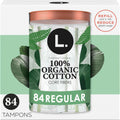 Cotton Tampons Regular Absorbency, Contains an Organic Cotton Core, Made without Synthetic Pesticides, or Fragrances, 84 Count