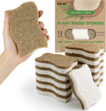 12 Pack Natural Cellulose Sponges for Dishes - Non-Scratch Kitchen Scrub Sponges - 100% Biodegradable & Eco-Friendly Cleaning Sponges for Non-Stick Cookware, Bathroom & Household