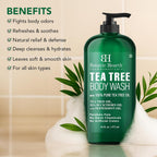 Tea Tree Body Wash -16 Fl Oz- All-Natural & Odor-Control Shower Gel for Acne, Athlete’S Foot, Ringworm, Jock Itch & Healthy Skin, Sulfate & Paraben Free, for Men & Women