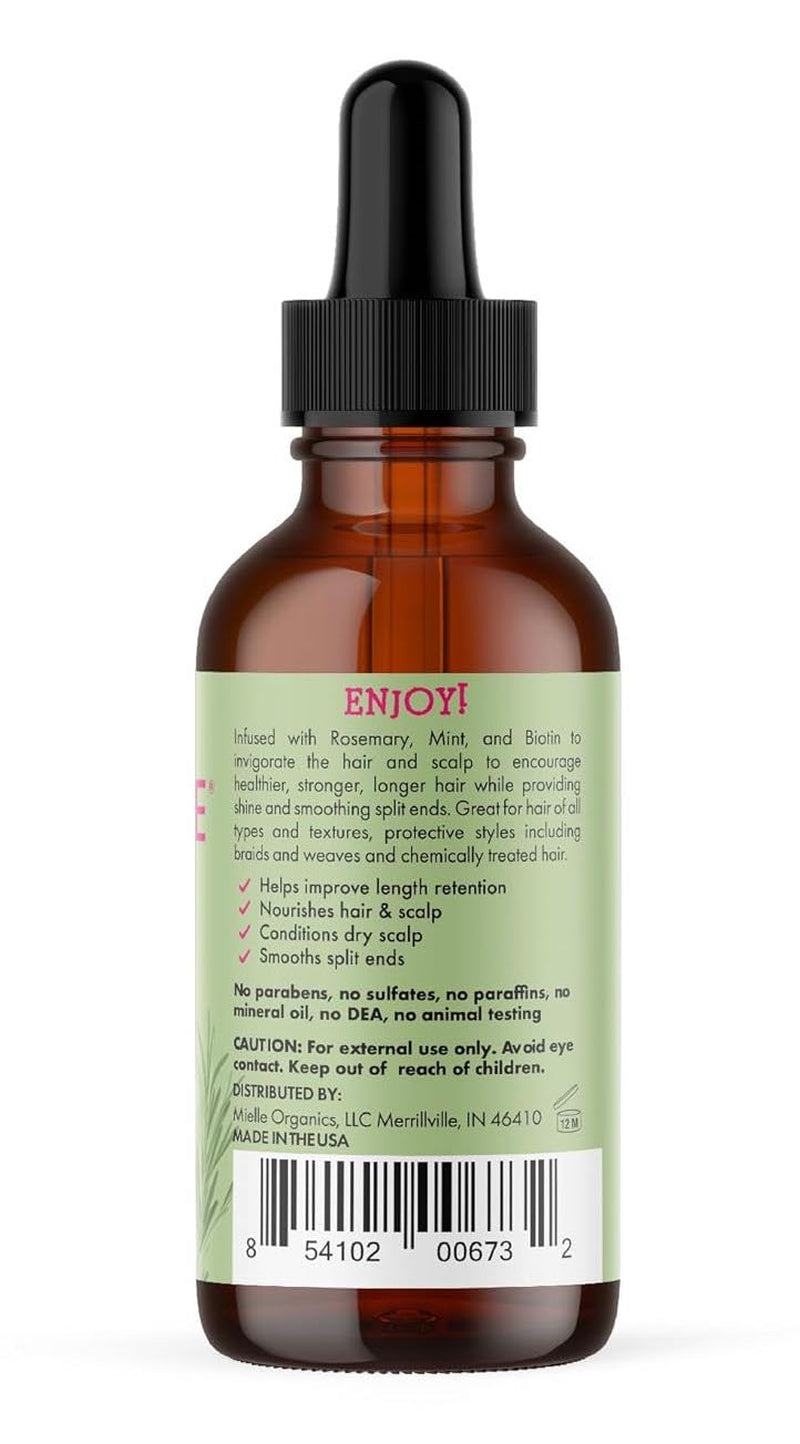 Organics Rosemary & Mint Hair Oil - Strengthening Biotin Oil Infused Frizzy & Damaged Hair Care - Split Ends & Dry Scalp Treatment to Support Longer, Healthier Strands, 2 Ounce