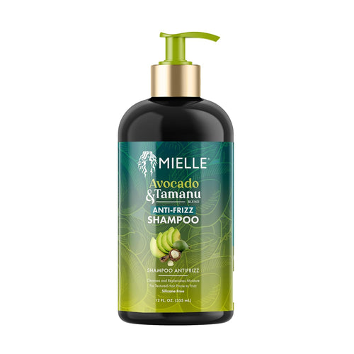 Avocado & Tamanu Anti-Frizz Shampoo - Sulfate Free Smoothing Shampoo for Textured Curly & Straight Styles, Humidity Resistant Hair Care & Moisture Replenishing Scalp Cleanser, 12Oz