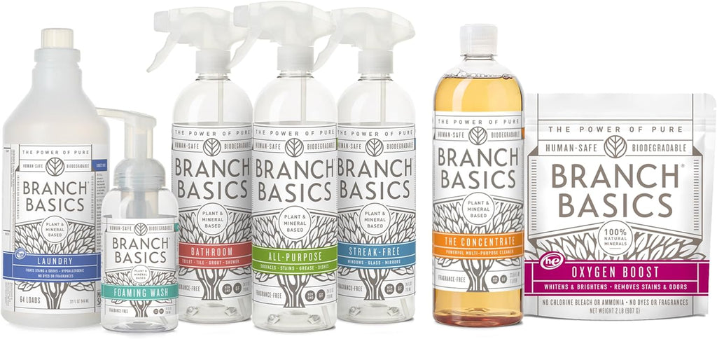Premium Starter Kit: All Purpose Cleaner, Glass, and Bathroom Cleaner plus Our Foaming Wash, and Laundry Bottle (3 Plastic Spray Bottles + Concentrate) Fragrance-Free