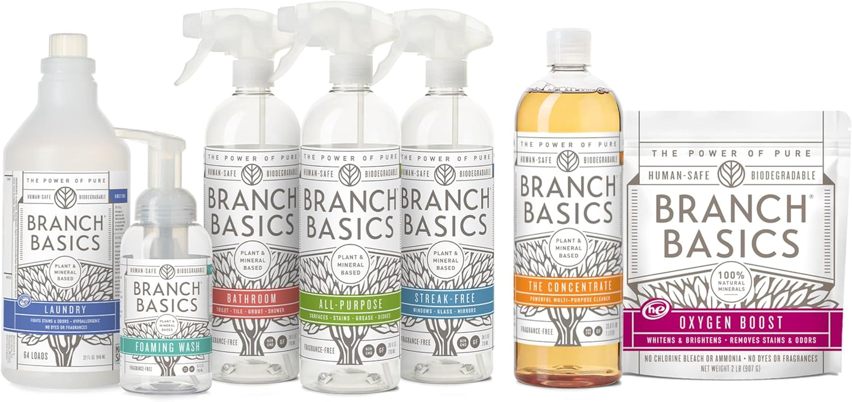 Premium Starter Kit: All Purpose Cleaner, Glass, and Bathroom Cleaner plus Our Foaming Wash, and Laundry Bottle (3 Plastic Spray Bottles + Concentrate) Fragrance-Free