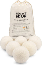 Wool Dryer Balls | XL, Premium Organic Fabric Softener, Hypoallergenic, Hand-Felted, Reusable, Reduce Drying Time | White, Set of 6