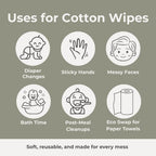 Reusable Baby Wipes, 100% Cotton Washcloths, Soft and Absorbent Towels for Newborn Bath and Face, Includes 20 Wipes with 1 Waterproof Pod for On-The-Go Moms, Ideal for Sensitive Skin