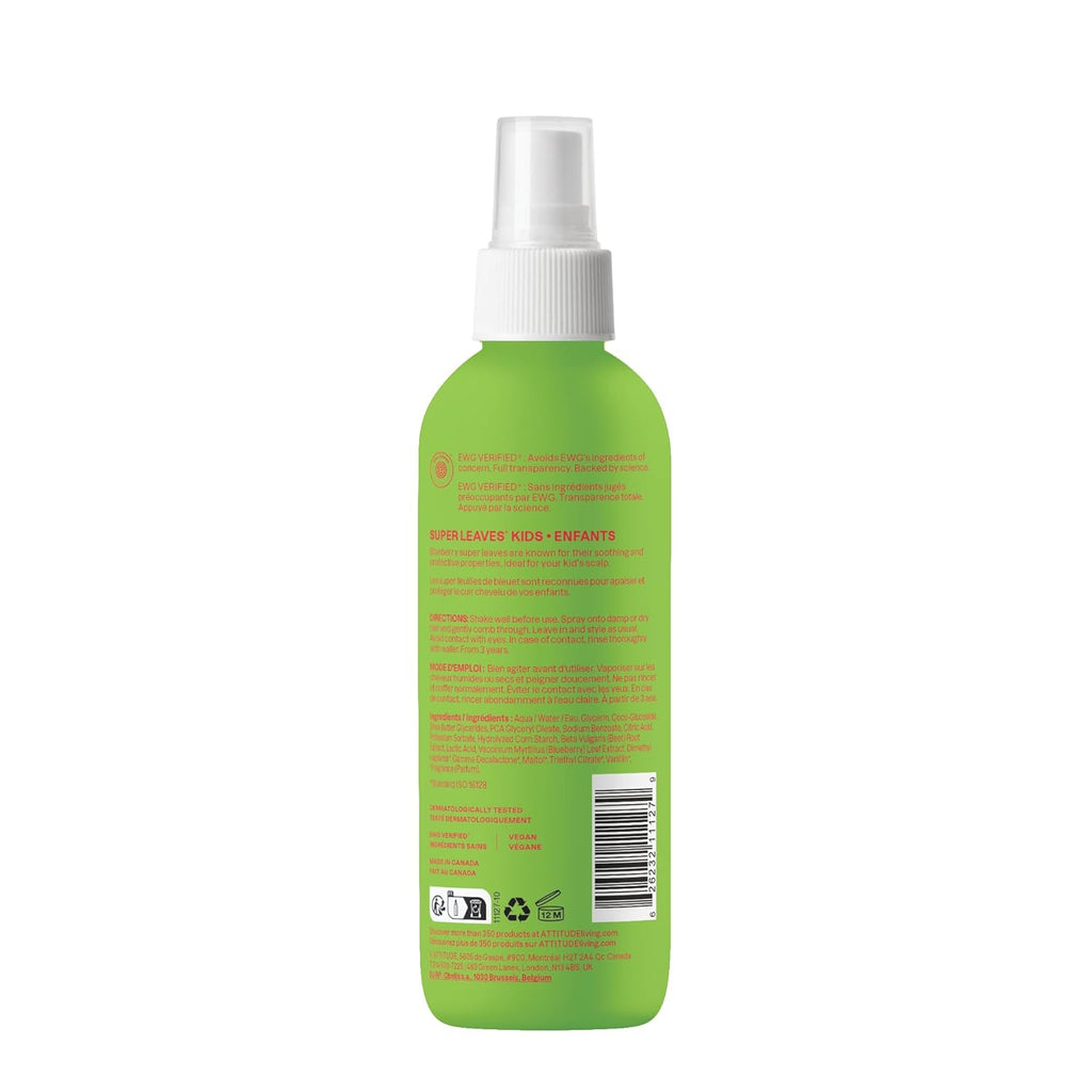 Rinse-Free Hair Detangler Spray for Kids, EWG Verified Leave in Product, Plant- and Mineral-Based Ingredients, Vegan, Watermelon & Coco, 8 Fl Oz
