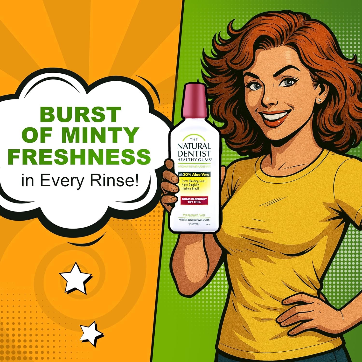 Peppermint Twist Mouthwash, No Alcohol & No Fluoride, Plant-Based Daily Rinse That Refreshes & Comforts the Mouth, 16.9 Fl Oz