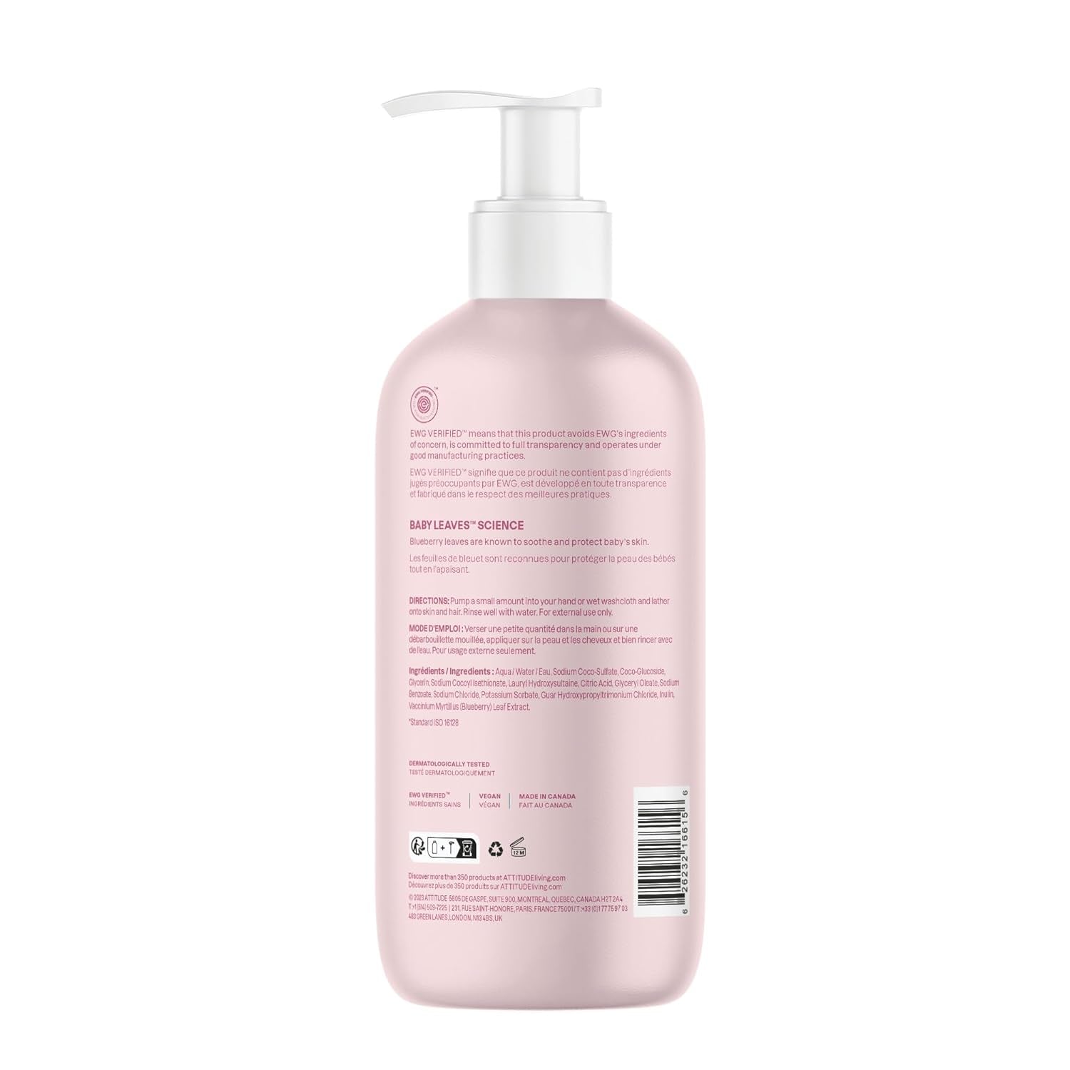 Baby 2-In-1 Shampoo & Body Wash, EWG Verified, Fragrance Free & Dermatologically Tested, Vegan, Unscented, 16 Fl Oz