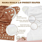 3.0 Pocket Cloth Diapers for Babies with Suede Cloth Lining, 6 Pack with 6 4-Layer Natural Diaper Inserts - Reusable and Washable Pocket Diapers (Simply Neutral)