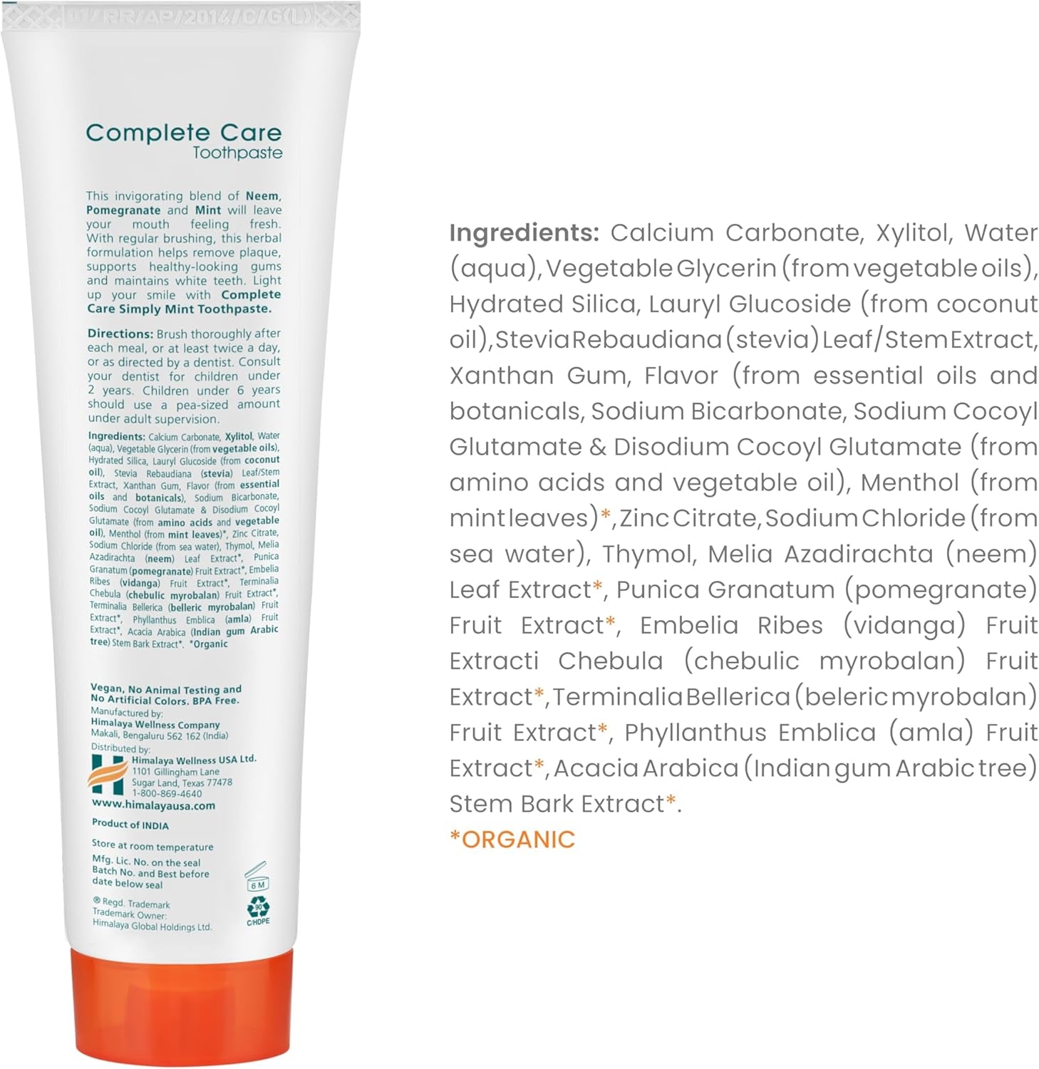 Botanique Complete Care Toothpaste, Herbal, Mint Flavor, Fights Plaque, Freshens Breath, Fluoride Free, No Artificial Flavors, SLS Free, Cruelty Free, Foaming, 5.29 Oz, 2 Pack…