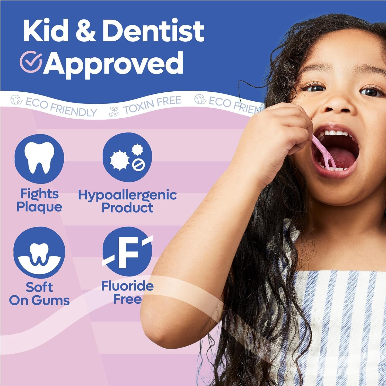 Eco-Friendly Kids Flossers (100Ct) - the Original Straw Wheat Dental Floss Picks for Children, Fluoride & PFA Free, Toothpick Flossing Sticks for Toddler Teeth, No Shred Thread, Unflavored
