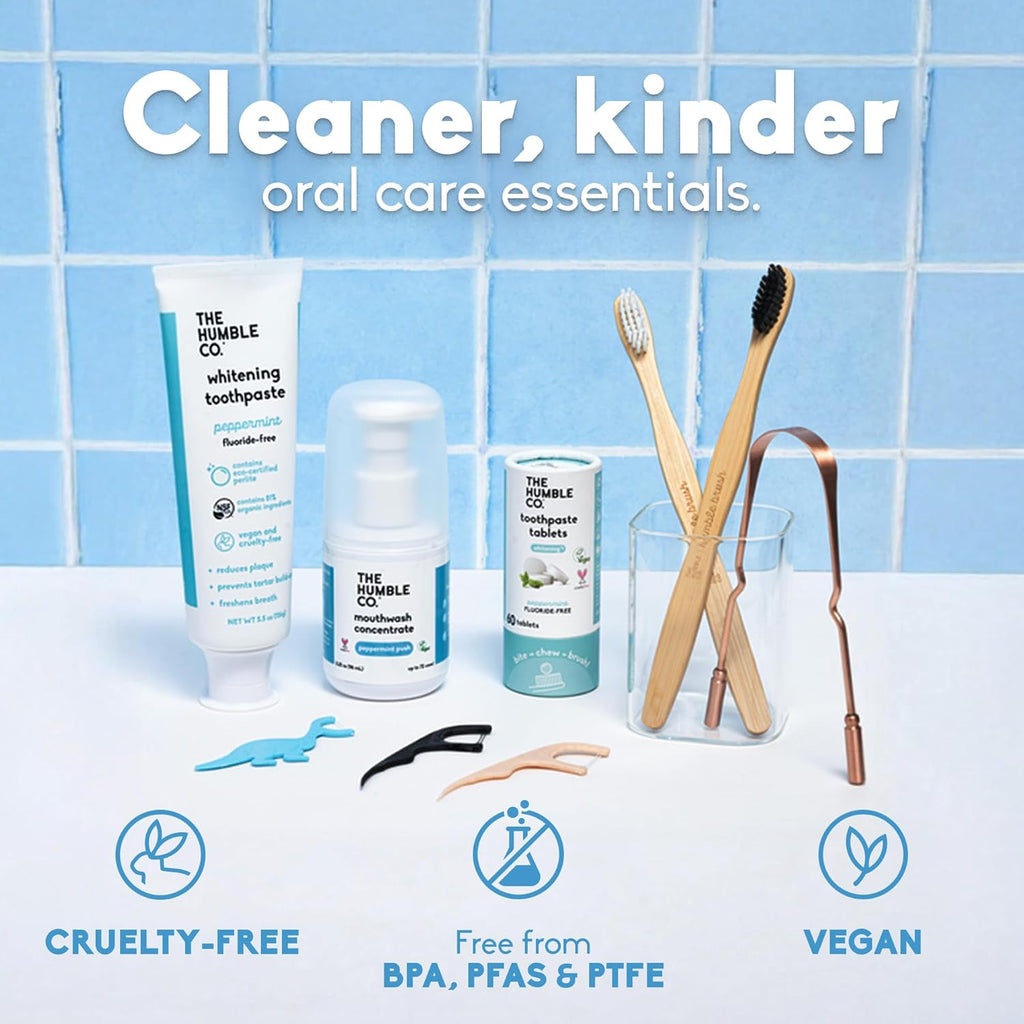 The Humble Co Plant-Based Soft Bristle Toothbrushes, 5 Pack - Manual Tooth Brush Set for Adults - Made with Plant Based Materials & Bpa-Free Bristles - Dental Oral Care & Hygiene