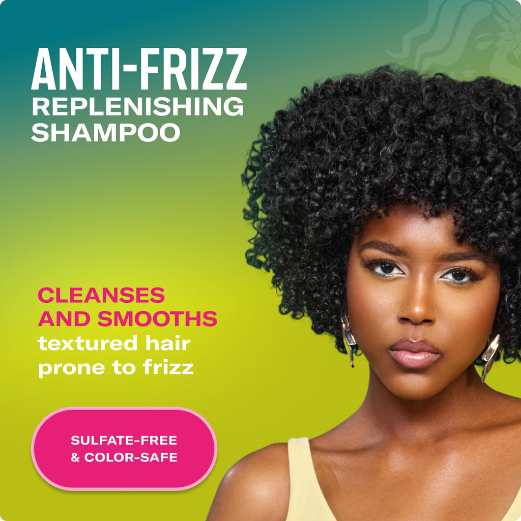 Avocado & Tamanu Anti-Frizz Shampoo - Sulfate Free Smoothing Shampoo for Textured Curly & Straight Styles, Humidity Resistant Hair Care & Moisture Replenishing Scalp Cleanser, 12Oz
