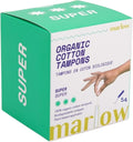100% Organic Cotton Easy Glide Tampons with Compact Plant Based BPA Free Applicator, Chlorine Free, Toxin Free, Hypoallergenic, Dermatologically Tested, Fragrance Free, Super, 54 Count