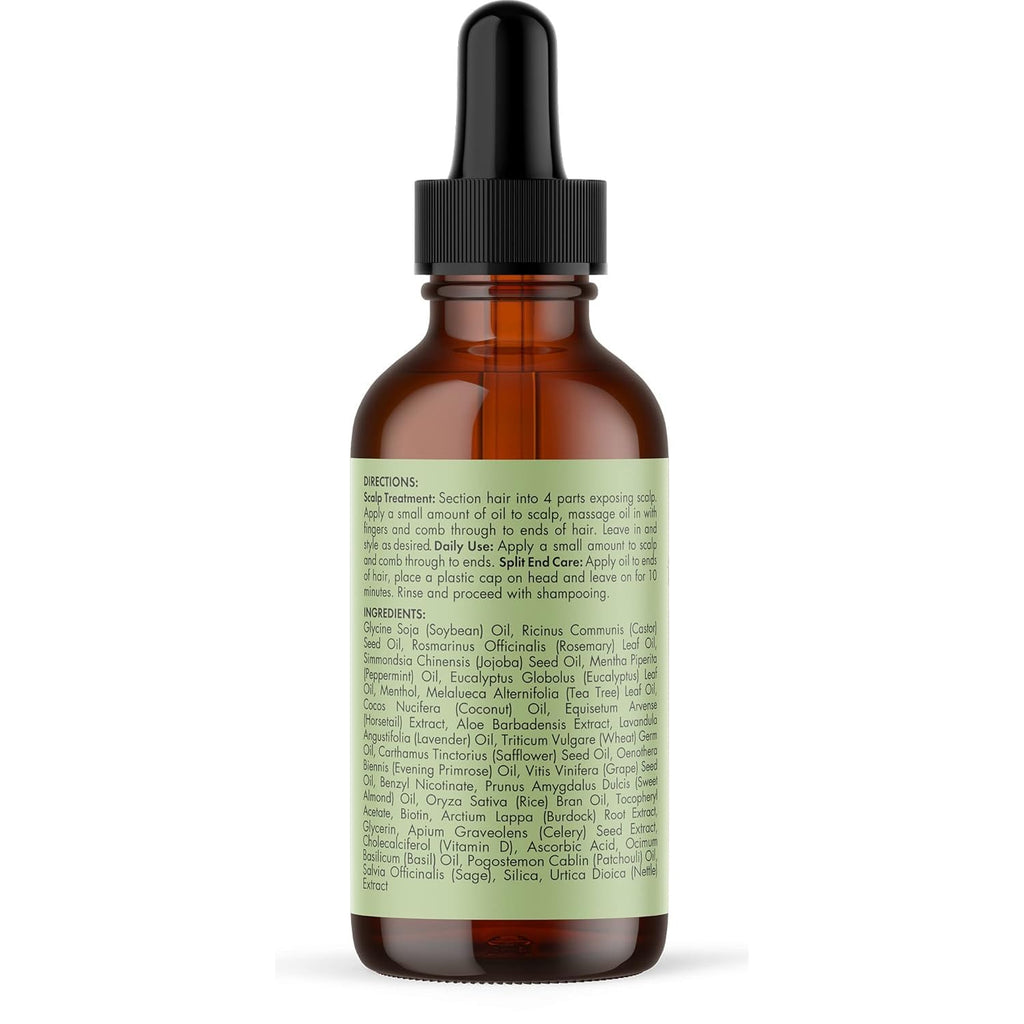 Organics Rosemary & Mint Hair Oil - Strengthening Biotin Oil Infused Frizzy & Damaged Hair Care - Split Ends & Dry Scalp Treatment to Support Longer, Healthier Strands, 2 Ounce
