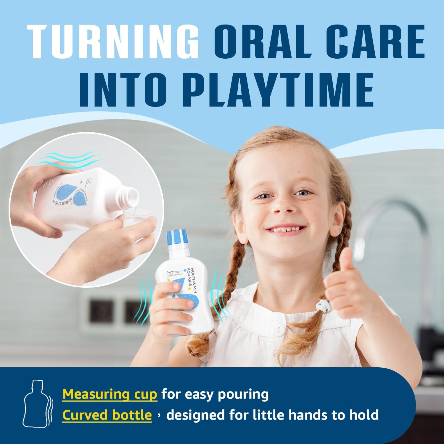 Mouthwash for Kids P113+ Peptide anti Cavity Mouth Rinse Alcohol Free for Teeth and Gums Safe Oral Hygiene for Newborn to Toddler 11.8 Fl Oz (11.8 Fl Oz, Strawberry)