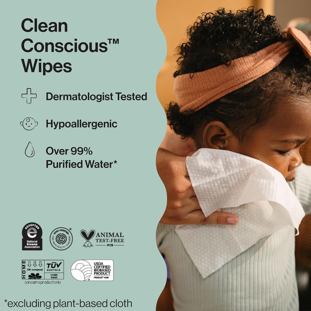 Baby Wipes for Sensitive Skin, Hypoallergenic, Fragrance-Free, Multi-Use, Pattern Play Design, 720 Count (10 Packs of 72)