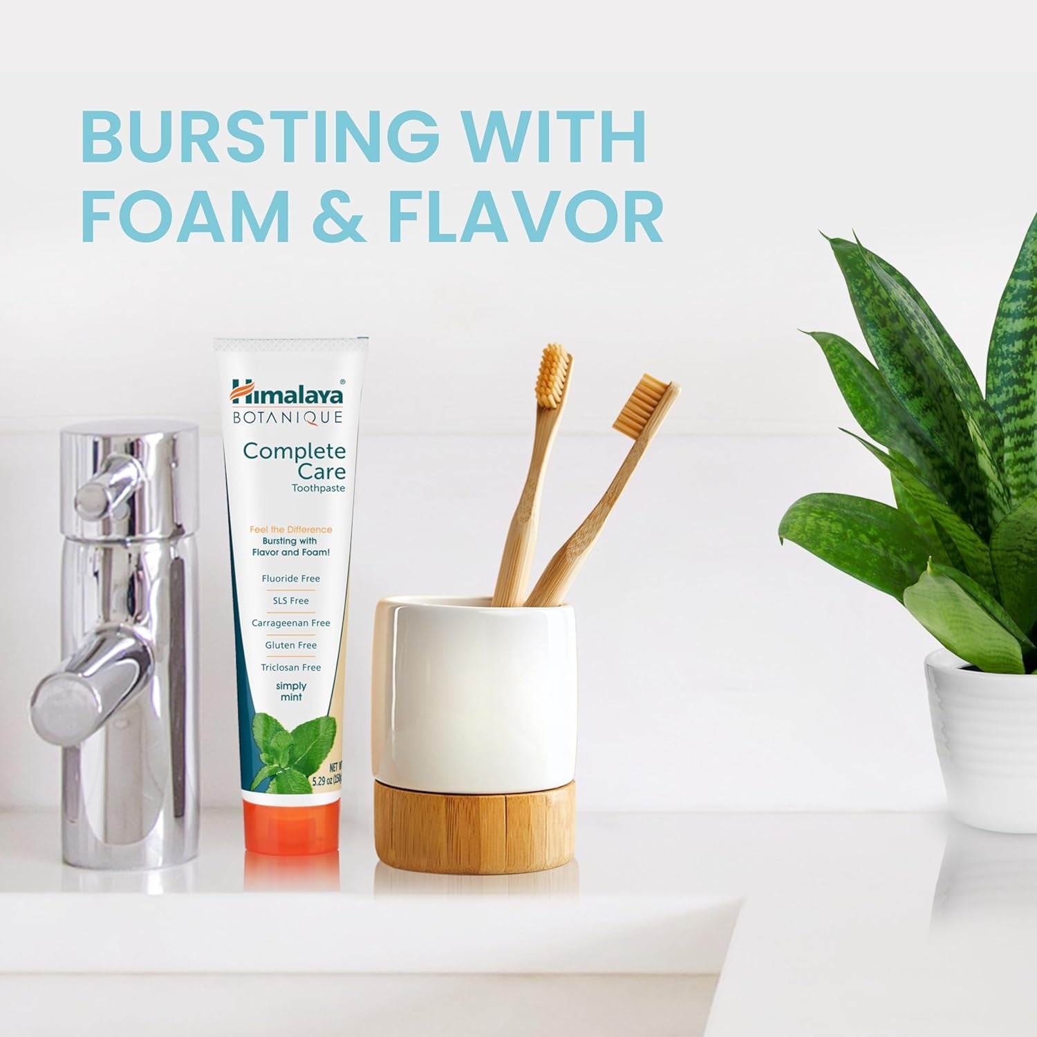 Botanique Complete Care Toothpaste, Herbal, Mint Flavor, Fights Plaque, Freshens Breath, Fluoride Free, No Artificial Flavors, SLS Free, Cruelty Free, Foaming, 5.29 Oz, 2 Pack…