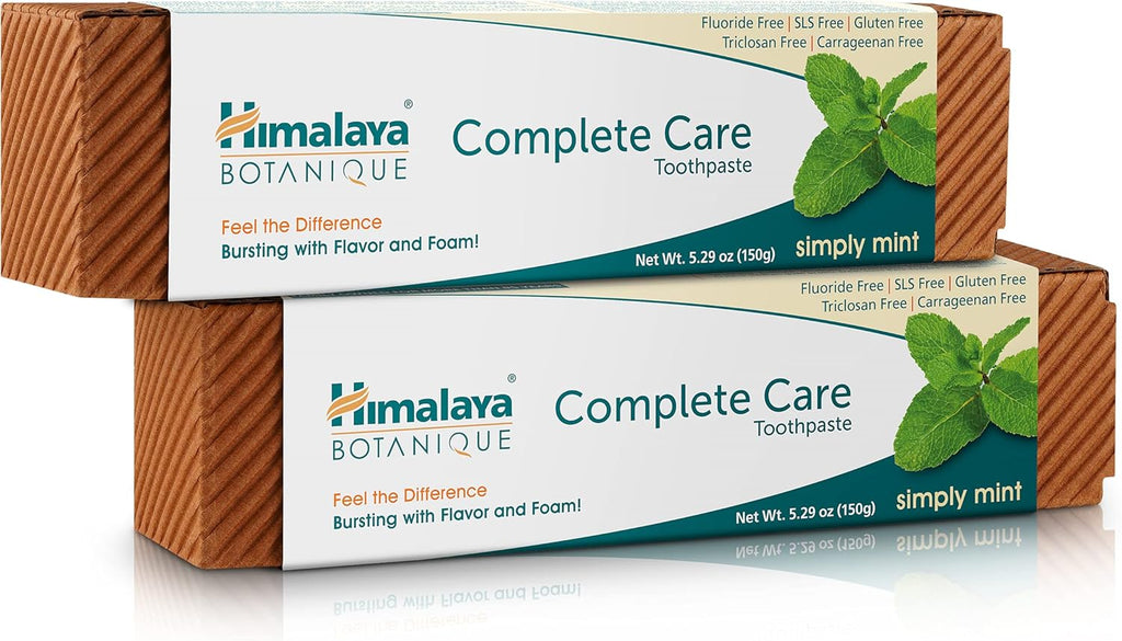 Botanique Complete Care Toothpaste, Herbal, Mint Flavor, Fights Plaque, Freshens Breath, Fluoride Free, No Artificial Flavors, SLS Free, Cruelty Free, Foaming, 5.29 Oz, 2 Pack…