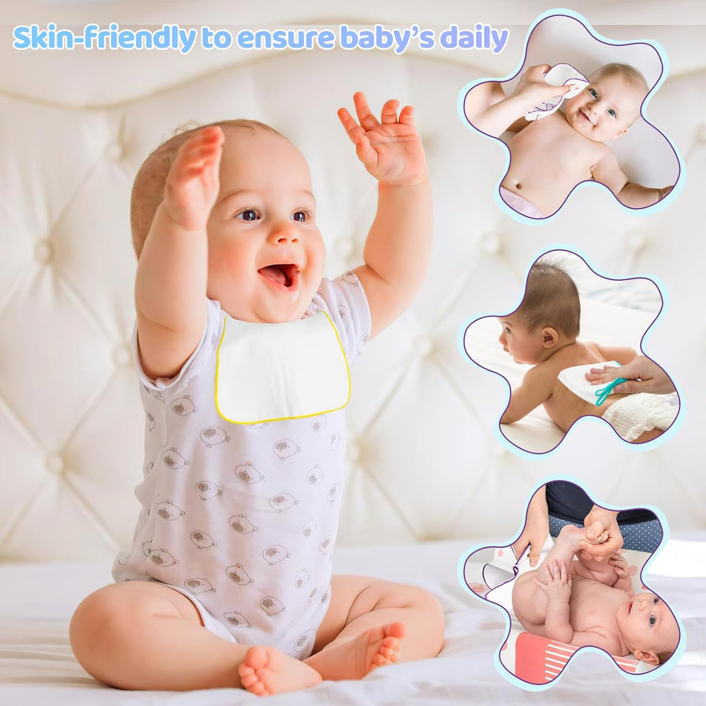 54 Packs Flannel Cloth Baby Wipes Reusable Baby Wipes with Green Upgraded Wipes Dispenser, Reusable & Durable Cloth Wipes, Body Face Hand Washcloth Essential for Baby Wipes