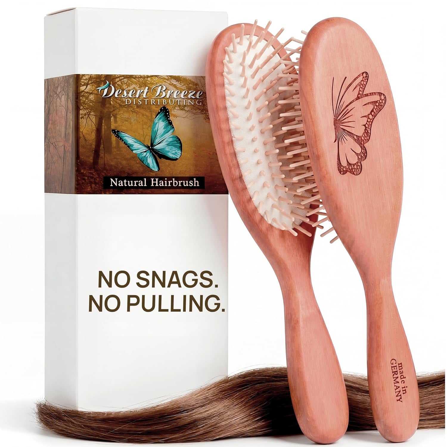 Natural Wooden Hair Brush for Women – anti Breakage Wood Bristle Brush with Pear Wood Handle, Gentle Scalp Massage, Anti-Static, Made in Germany – Best Rated for All Hair Types