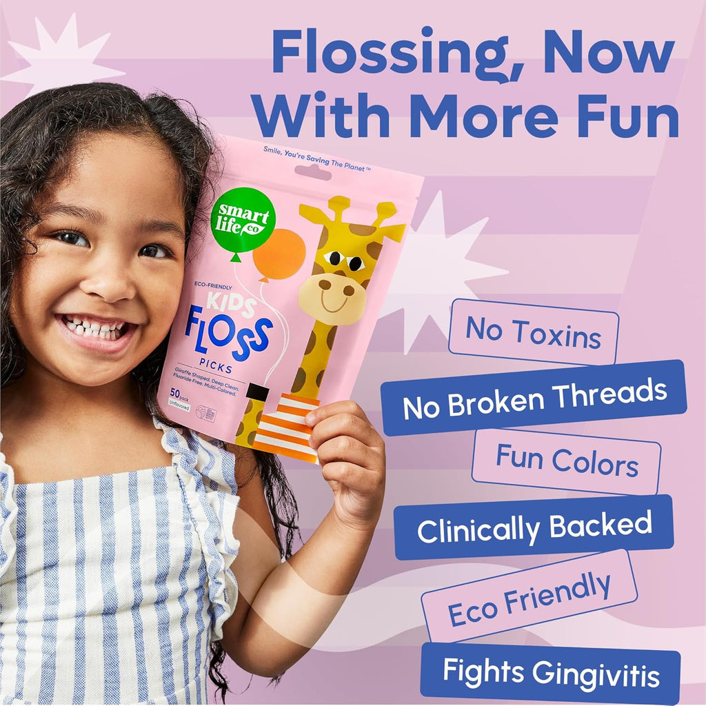 Eco-Friendly Kids Flossers (100Ct) - the Original Straw Wheat Dental Floss Picks for Children, Fluoride & PFA Free, Toothpick Flossing Sticks for Toddler Teeth, No Shred Thread, Unflavored