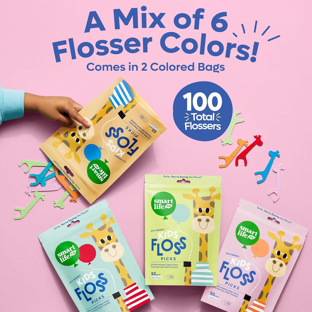 Eco-Friendly Kids Flossers (100Ct) - the Original Straw Wheat Dental Floss Picks for Children, Fluoride & PFA Free, Toothpick Flossing Sticks for Toddler Teeth, No Shred Thread, Unflavored