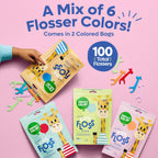 Eco-Friendly Kids Flossers (100Ct) - the Original Straw Wheat Dental Floss Picks for Children, Fluoride & PFA Free, Toothpick Flossing Sticks for Toddler Teeth, No Shred Thread, Unflavored
