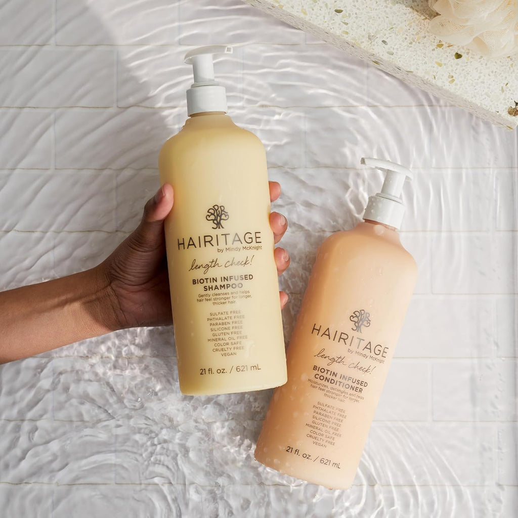 Biotin Shampoo and Conditioner Set - Sulfate Free + Paraben Free, Color Safe, with Castor Oil for Anti-Frizz, Volume + Moisture for Women, Hydrating Repair Shampoo Conditioner