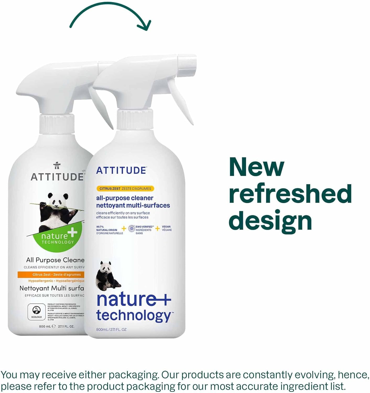 All Purpose Cleaner Spray, EWG Verified, Vegan, Made with 94% Plant-Based Ingredients, Streak-Free for Kitchen, Bathroom, Glass & More, Citrus Zest Scent, 27.1 Fl Oz