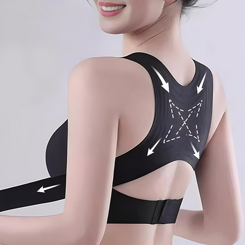 2PCS Posture Bras for Women,Front Closure Seamless Wireless Back Posture Support Push up No Underwire Bralettes