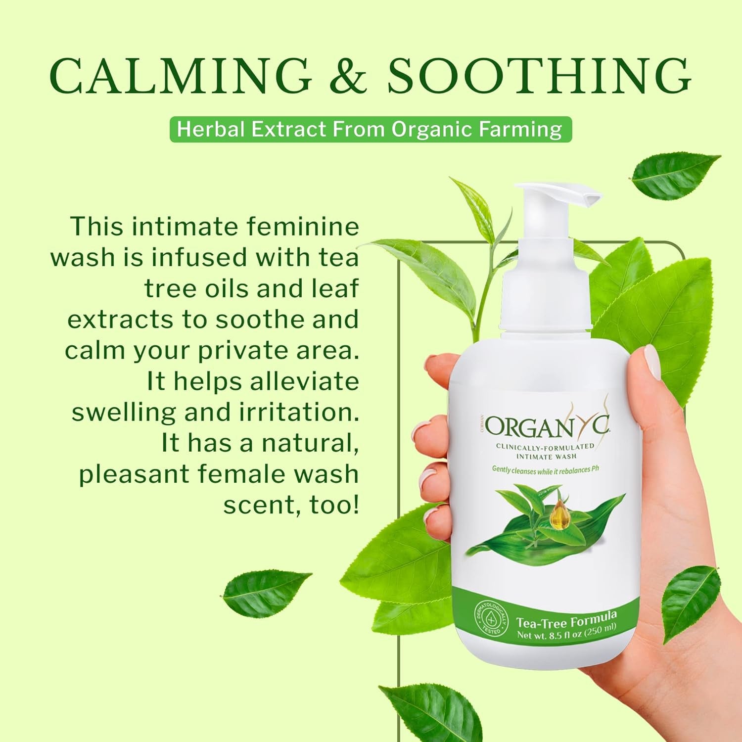 Feminine Intimate Wash for Sensitive Skin, 250 Ml, Ph-Balanced Cleanser with Organic Tea Tree & Botanical Extracts