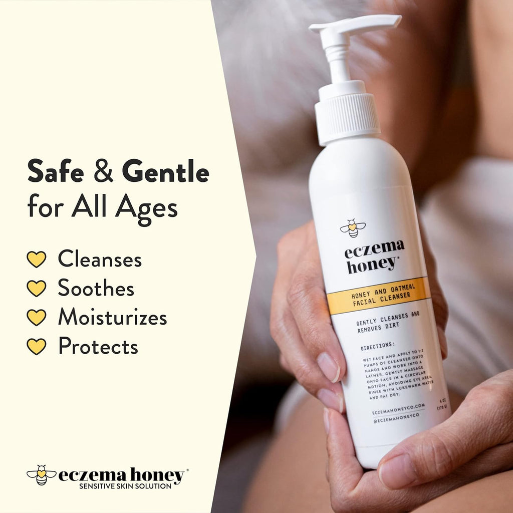 Oatmeal Facial Cleanser - Natural Eczema Face Wash Prevents Breakouts - Daily Gentle Face Cleanser for Dry, Itchy, Sensitive, & Irritable Skin (6 Oz)
