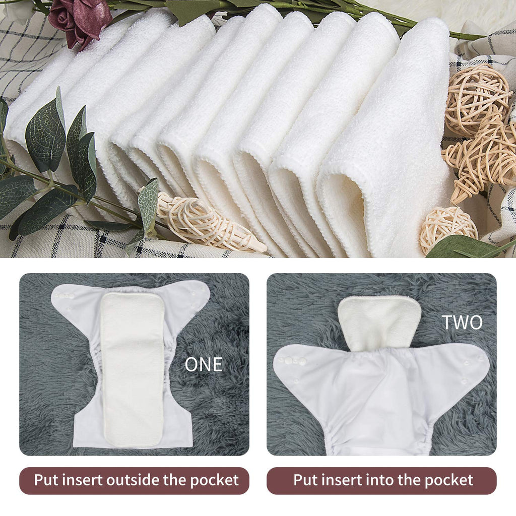 BABY Baby Cloth Diaper 6 Pack with 12 Inserts One Size Cloth Diaper Covers Adjustable Washable Reusable for Baby Girls and Boys