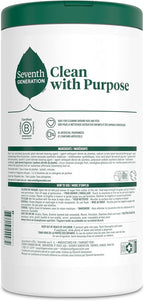 Seventh Generation Multi-Surface Wipes, 70 Count, Pack of 3, Garden Mint, Plant-Based Cleaning Wipes, No Harsh Fumes or Residue, Safe around Kids