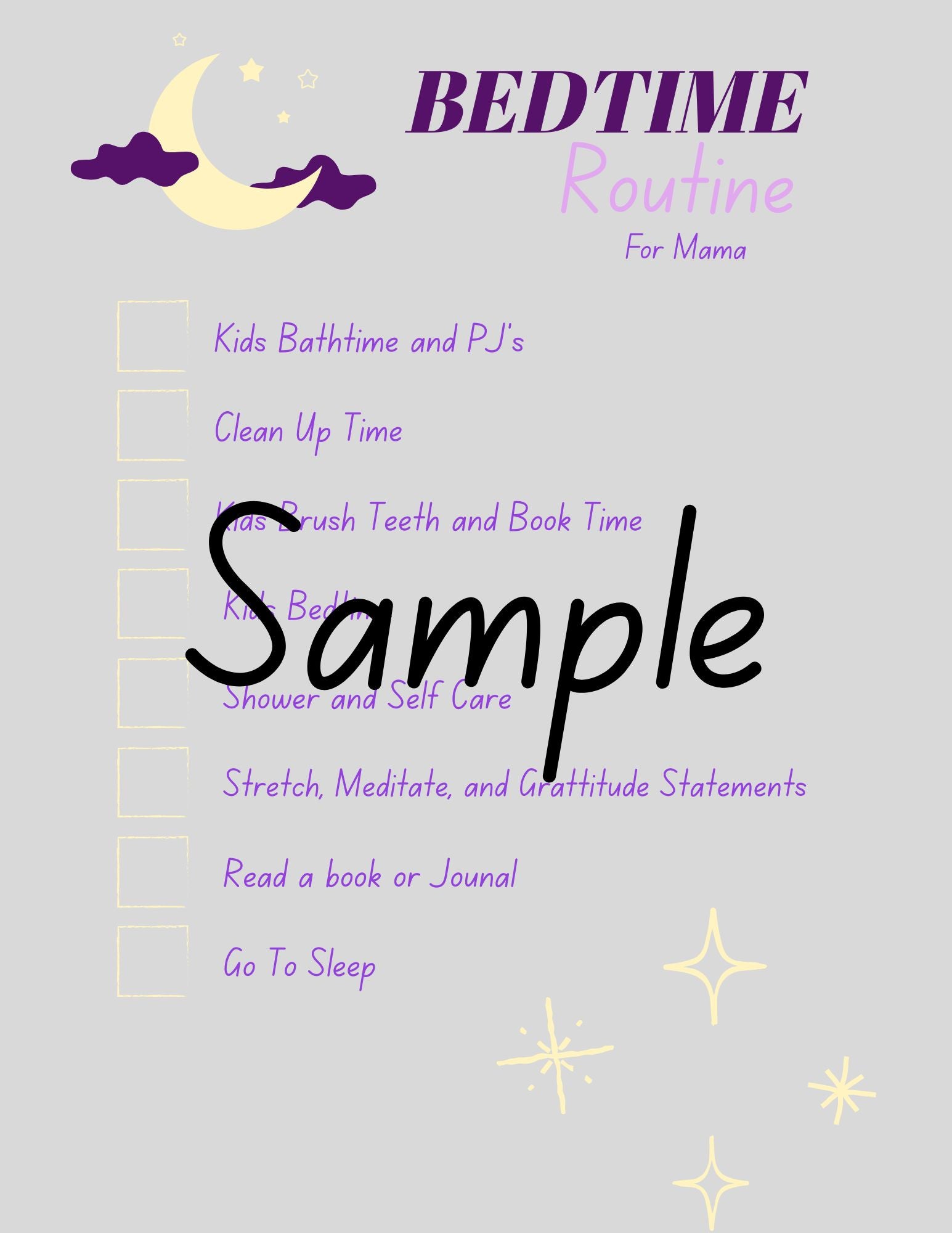 Mom’s Night Routine Checklist | Evening Reset & Self-Care Planner