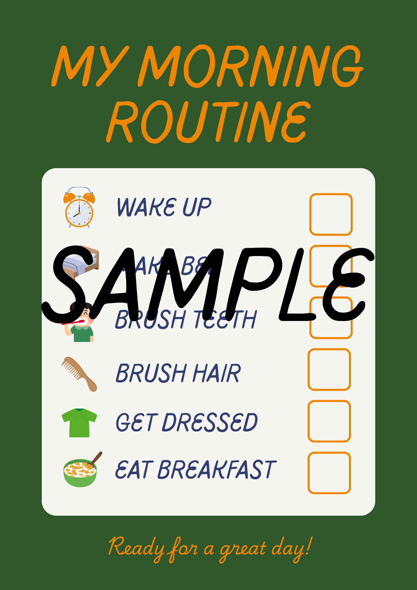 Little Boy's Morning Routine Checklist Printable