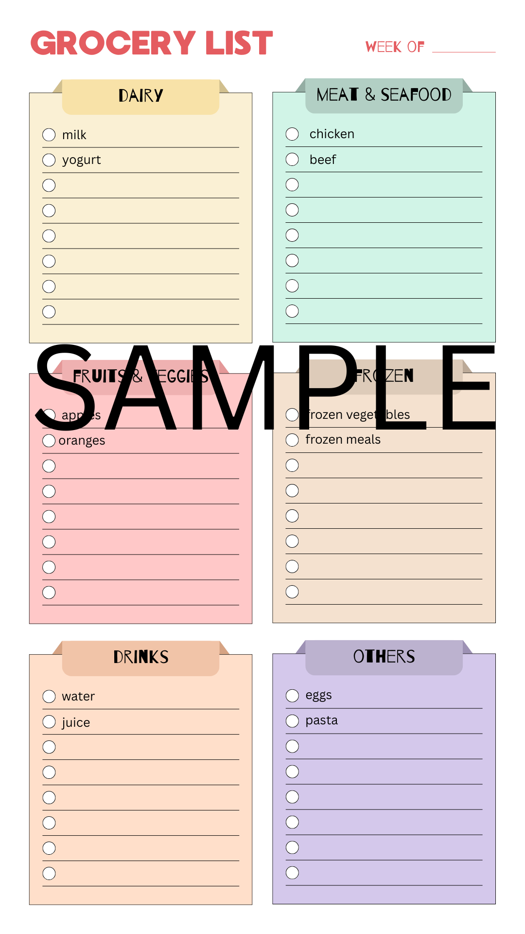 Weekly Grocery List Printable