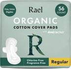 Pads for Women, Organic Cotton Cover - Moderate Absorbency, Feminine Care, Ultra Thin, Sanitary Napkins with Wings, Unscented (Regular, 56 Total)