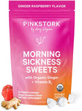 Morning Sickness Sweets, Organic Raspberry Ginger Candy with Vitamin B6, Support for Motion Sickness, Prenatal Heartburn - Pregnancy Must Haves - 30 Wrapped Drops