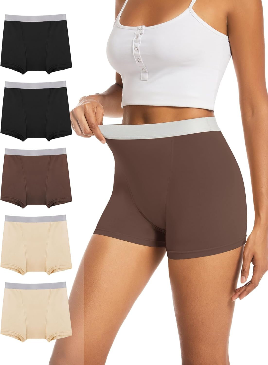 Period Underwear for Women Heavy Flow Leakproof Menstural Underwear Period Shorts 5 Pack